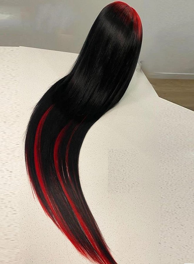 JYZ Highlight Ombre Lace Front Wig Human Hair Pre Plucked 13x4 HD Transparent Red/Natural Color Lace Frontal Wigs with Baby Hair 180% Density Colored Straight Lace Front Wig Human Hair for Black Women 20 - Image 5